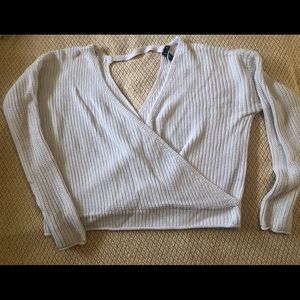 White Crossed Sweater